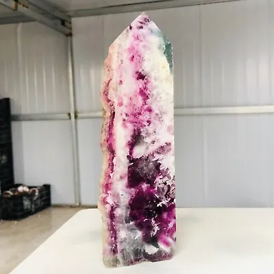 1268g Natural Colorfully Fluorite Quartz Crystal Obelisk Wand Point Healing M764 • $27.99