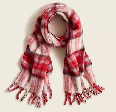 J. Crew NWT Plaid Scarf In Textured Wool - Red/Ivory • $59.50