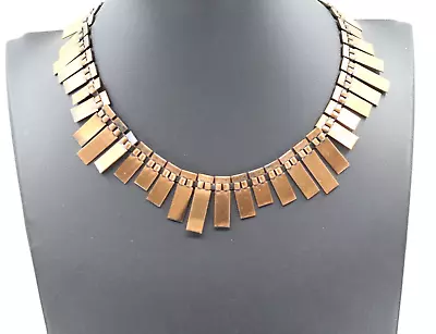 Vintage Renoir Copper Necklace Choker Peter Pan Staggered Column Design 15  • £48.65