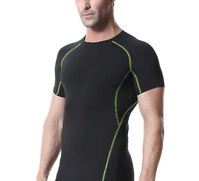 Men's Short Sleeve Stretchy Compression Sports Tops Gym Tee T-shirt • $11.99