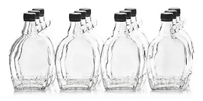 12 Ounce Glass Maple Syrup Bottles With Loop Handle & Black Plastic Tamper Ev... • $40.04