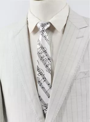 Men's Music Tie Black And White Necktie • $18.89