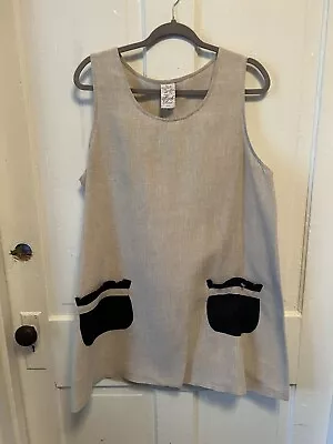 Ladies MATCH POINT Linen Dress Sz XL Beige Pockets EUC • $10.75