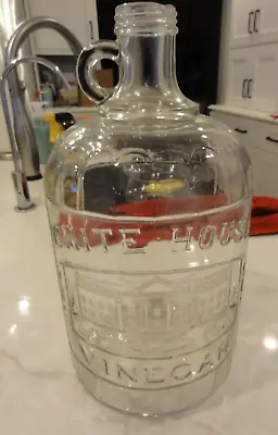 Vintage White House One Gallon Vinegar Jug Embossed Bottle Pour Spout • $7