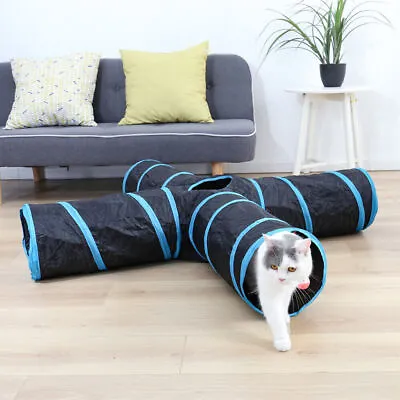 $21.65 • Buy Cat Kitten Puppy 4-Way Tunnel Play Toy Foldable Funny Exercise Tunnel Rabbit Pet
