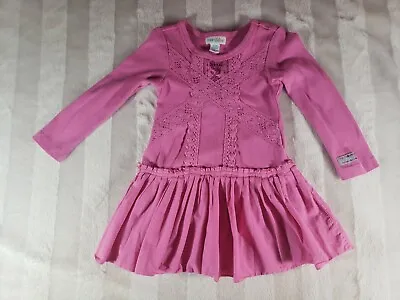 Naartjie Fuchsia Pink Dress Girls Crochet Lace Embroidered Size 12-18 Months • $13.12