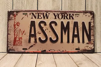 Kramer ASSMAN Tin Sign Replica New York Vanity License Plate Seinfeld Rustic XZ • $10.97