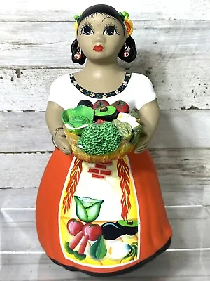 Navarro Lupita Ceramic Female Mexican Folk Art Hand Painted Figurine Vegetables • $30