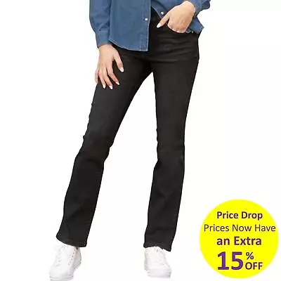 Black Stretch Jeans Womens Trouser S.Oliver Slim Fit Mid Rise Bootcut Denim • $17.93