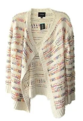 La Fee Verte Size XS/S Beige Color Stripe Soft Cozy Open Front Cardigan Sweater • $23.77