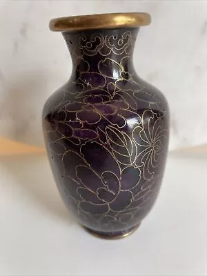 Vintage Chinese Plum Cloisonne Vase Enamel Brass Floral 4  • $16