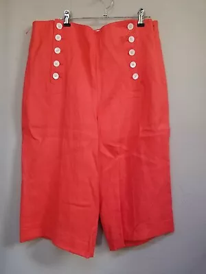 J. Crew Womens Linen Wide Leg Cropped Sailor Pants Size 10 Orange G2020 New • $34.21