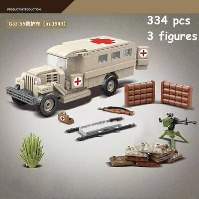 Building Blocks MOC Military WW2 GAZ-55 Ambulance Vehicle Bricks Model Kids Toys • $64.09