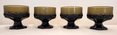 4 Tiffin Franciscan Madeira Glassware Dessert Sherbet Olive Green 3.5  Tall 6 Oz • $20