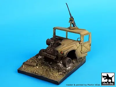 Black Dog 1/35 Destroyed US HMMWV Humvee Vignette / Diorama Base [Resin] D35018 • $39.30