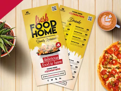 Takeaway Menu DesignFolded Leaflet A4 To A5 Fold A4 Tri Fold • £74.95