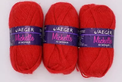 3 Skeins Of Jaeger Michelle Red Yarn With Avec Mohair • $10.99