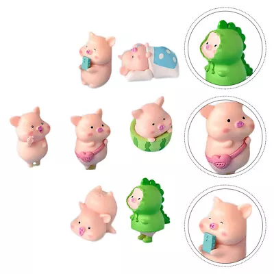  7 Pcs Pig Decorative Ornaments Resin Miniature Figurines Family Toy • £10.18