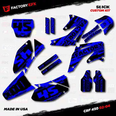 Black & Blue Slick Racing Graphics Kit Fits Honda CRF450R 02-04 Crf 450 Crf450 • $79.99