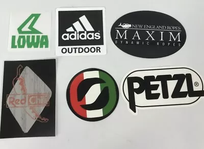 6 Climbing Bouldering Stickers Petzl  Scarpa Red Chili Maxim Ropes Lowa Adidas  • $9.99