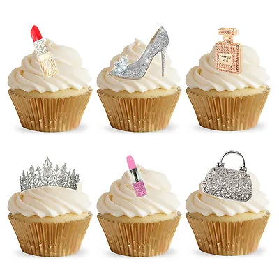  26 Stand Up Party Girl Diamond Handbag Shoes Edible Wafer Paper Cake Toppers • £2.49