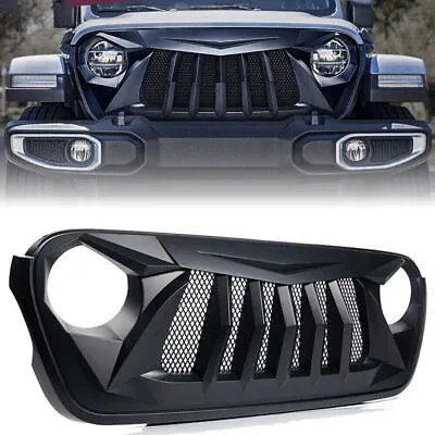 Fits 2018-2023 Jeep Wrangler JL/JT Front Bumper Shark Grille Grill Matte Black • $86.69