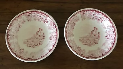 Vintage Walker Vitrified China Herald Pink Fruit/Dessert Bowls Set Of 2 • $10