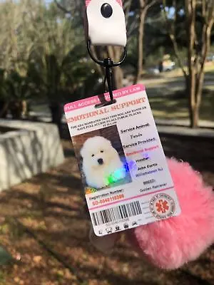 $14.99 • Buy Pink Emotional Support/Service Dog Card ID Holographic Charity ADA ESA Barcode