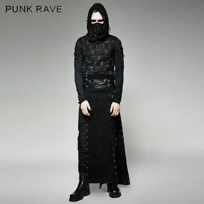 PUNK RAVE Personality Mens Long Black Gothic Vintage Steampunk Kilt Skirt Pants • $85.46