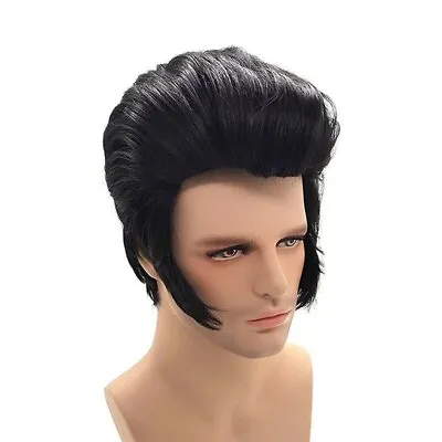 Mens Rock Singers Elvis Aron Presley Cosplay Wig Party Elvis Presley Hair Wig • $34.47