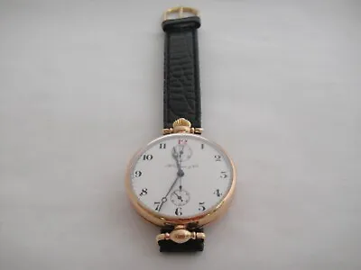 Henry Moser & Co 14K Gold 1910 1 Button Chronograph Wrist Watch Rare Model • $3000