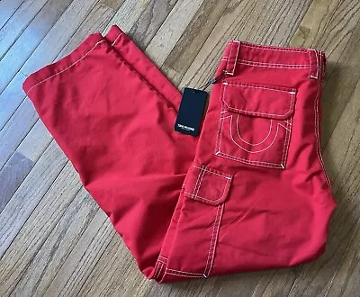 Womens True Religion Red Military Wide Leg Cargo Pants Size 28 NEW $139 • $45