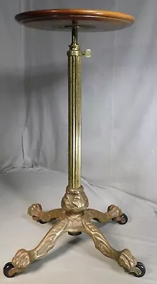 Antique English Victorian Industrial Lamp Stand Table Cast Iron Brass Adjustable • $495