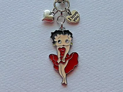 Betty Boop Heart Love You Keychain Purse Clip Backpack Bag Charm Fob Zipper Pull • $8.99