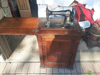 Antique 1900's Minnesota  MODEL A Treadle Sewing Machine In Wood Cabinet  • $225