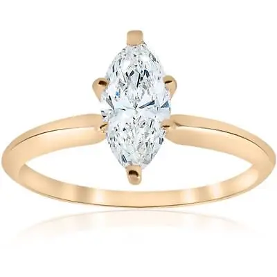 14k Yellow Gold 1ct Marquise Diamond Engagement Solitaire Ring • $1329.80