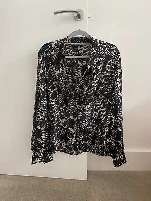 Jaeger Black Women’s Silk Blouse UK Size 10 • £25