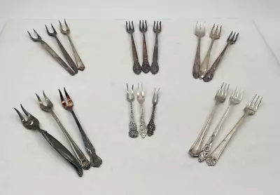 Lot Of 18 Assorted Vintage Silverplate Small Serving Forks - Lot#90 • $39.99