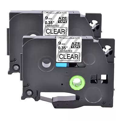 2PK TZ121 Tze121 Black On Clear Label Tape For Brother P-Touch PT-1700 9mm 3/8  • $8.99