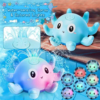 Baby Bath Toys Octopus Induction Water Spray Light Up Sprinkler Octopus Bath Toy • £8.99