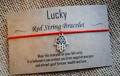 Red String Wish Bracelet Against Evil Eye / Lucky Kabbalah Good Luck Hamsa Hand • £2.36