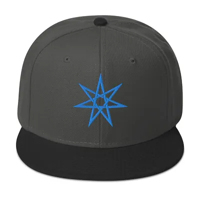 Blue Elven Star Witchcraft Symbol Embroidered Flat Bill Cap Snapback Hat • $34.95