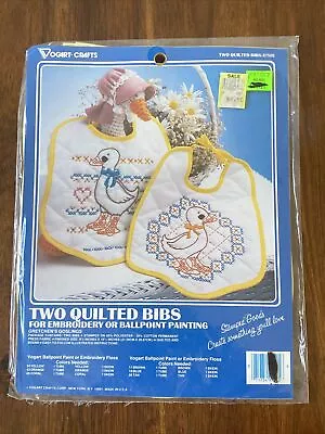 Vogart Embroidery Paint Kit 2 Quilted Bibs Gretchen Goslings Ducks Yellow New • $9.99