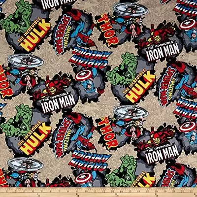 $3.96 • Buy Fabric-MARVEL Comic Burst Avengers-1/4 Yard 9 H X 42 W-100% Cotton-Spider-Man