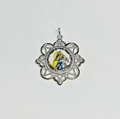 Ster Silver Enameled Our Lady Of Mt. Carmel/Sacred Heart Filigree Scapular Medal • $89