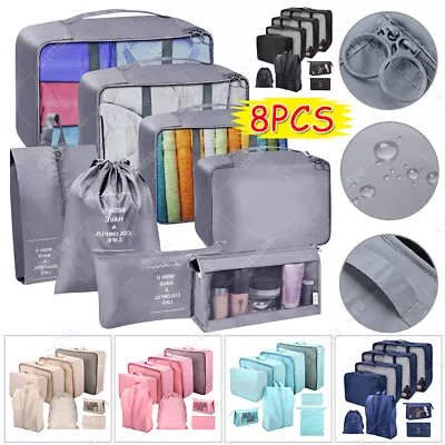 8Pcs Travel Luggage Organiser Clothes Suitcase Storage Bags Packing Cube Pouch • $7.69