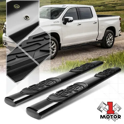 Black 6  Oval Side Step Nerf Bar Running Board For 19-21 Chevy Silverado Ext Cab • $192.77