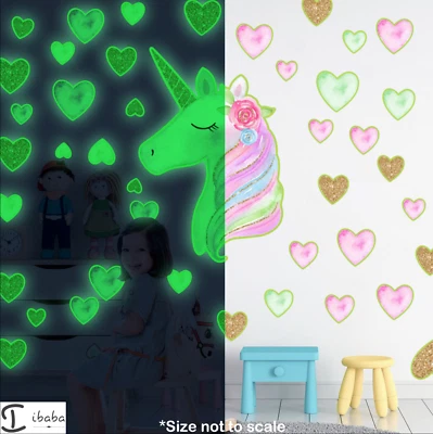 Glow In The Dark Unicorn Stars Hearts Wall Stickers Decals Solar System Art Room • $15.99
