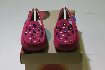 Umi *morie G*girls Pink Moccasin Shoes Uk 7.5 Jr Eu 25 • £12