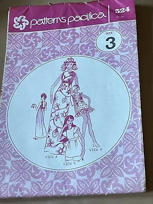 Vtg Pattern Pacifica 324 Hawaiian Dress Pinafore Jrs 3 Muumuu MooMoo Tunic UNCUT • $9.50